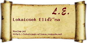 Lokaicsek Eliána névjegykártya